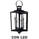 Lanterna con Led in Metallo stella nero cm 27,5x27,5xh42/48