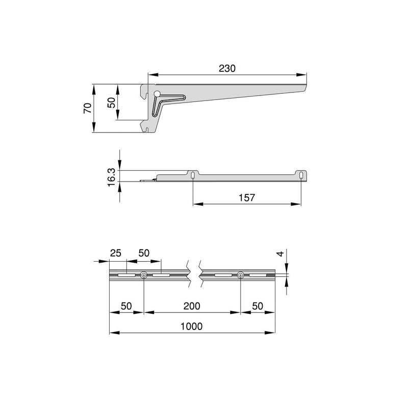 Kit per Fissaggio Mensole 230 mm in Acciaio Emuca Bianco