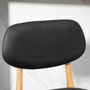 Set 2 Sgabelli da Bar con Schienale 42x47x92 cm Rivestimento Finta Pelle e Poggiapiedi Nero
