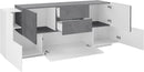 Credenza 3+2 Ante e 2 Cassetti 220x86x45 cm New Coro Bianco Lucido e Ardesia
