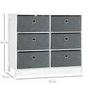 Cassettiera 72x35x62 cm 6 Cassetti in Tessuto Non Tessuto e MDF Bianco e Grigio