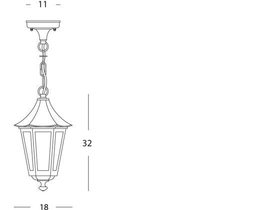 Lampada Sospesa Colore Nero per Esterno Linea Pagoda Sovil