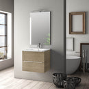 Mobile da Bagno Sospeso con Lavabo Specchio e Lampada a LED TFT Luna Rovere Miele