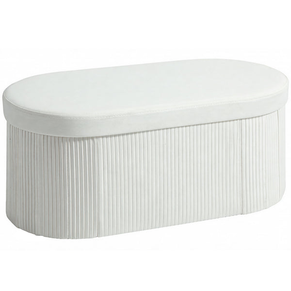 sconto Pouf Contenitore Pieghevole 76x38x35 cm con Vano da 72L e Rivestimento in Velluto Crema