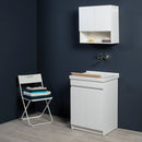 Mobile Lavatoio in Ceramica 2 Ante con Strofinatoio in Legno Massello 60x50x86A cm Olmo Bianco