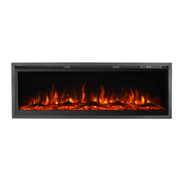 Camino Elettrico Da Parete A Incasso Frontale 127x14x45 cm Chicago Nero sconto