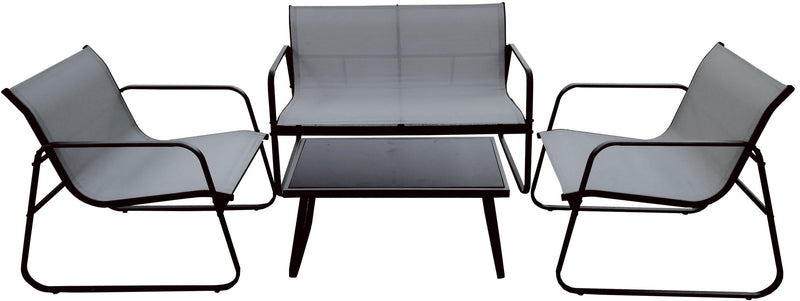 Set Salotto da Giardino Divano 2 Poltrone e Tavolino in Alluminio e Textilene Grigio e Antracite