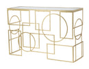 Console Marie 120x41x81 cm in Ferro e Vetro Oro e Nero