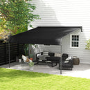 Pergola Addossata 3x4 m con Tettoia Retrattile e Manovella in Acciaio e Poliestere Grigio Scuro