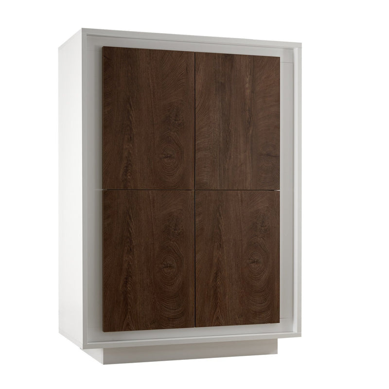 Credenza 4 Ante 106x50x146 cm in Legno TFT Frame Bianco e Rovere
