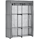 Armadio Guardaroba da Campeggio 118x49x170 cm 4 Ripiani Aperti e 2 Appendini in Tessuto non Tessuto Grigio