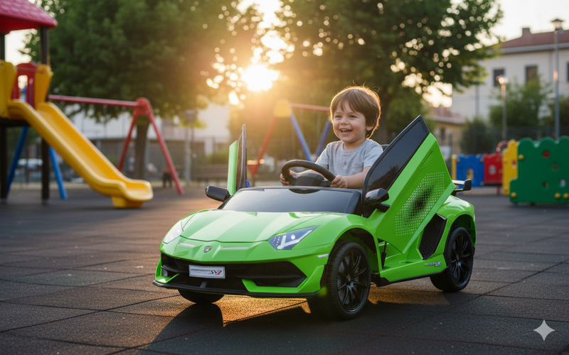 Macchina Elettrica per Bambini 12V con Licenza Lamborghini Aventador SVJ Small Verde