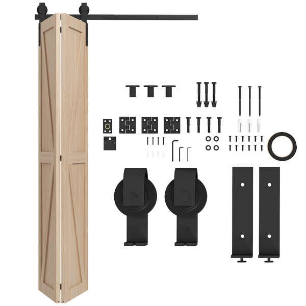 Kit Porta Scorrevole a Libro 122x0.5x4 cm con Binario e Cerniere in Acciaio al Carbonio Nero prezzo