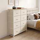Cassettiera 80x30x94,5 cm con 8 Cassetti in Tessuto e Struttura in Acciaio Beige      
