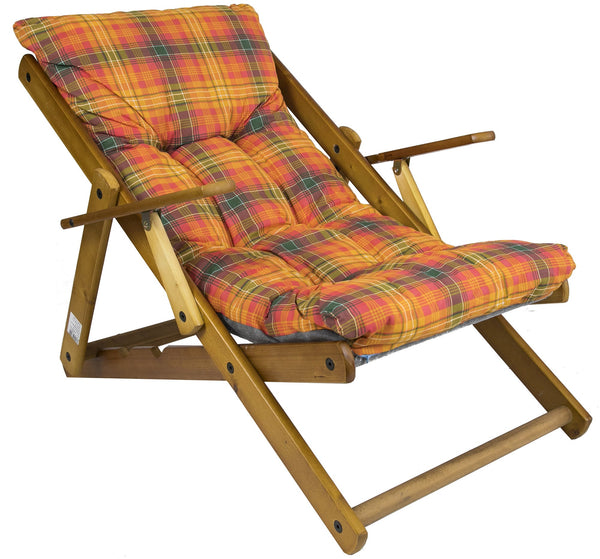 Relaxsessel 3 Positionen aus Holz mit rotem gepolstertem Kissen acquista