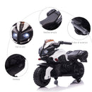Moto Elettrica per Bambini 6V con Fari e Clacson Bianco