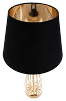 Lampada da Tavolo Ovy Ø32,5x62 cm in Ferro PVC e Tessuto Oro e Nero