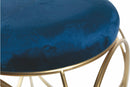 Sgabello Tondo Ø40x46 cm in Ferro e Velluto Soriani Blu