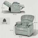 Poltrona Relax Elettrica 96x90x105 cm Reclinabile 150° con Poggiapiedi Seduta Ampia in Velluto Grigio      