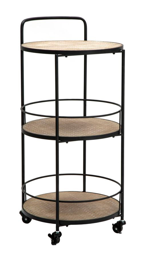 sconto Arex Trolley 40x41,5x82 cm in Eisen und schwarzem und braunem MDF