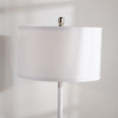 Lampada da Terra a Piantana Ø40x163 cm con 2 Mensole e Paralume in Tessuto Bianco