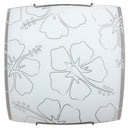 Plafoniera 1xE27 Montatura Bianca Vetro Lastra Serigrafato Fiore E-Energy Delia