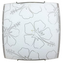 Plafoniera 1xE27 Montatura Bianca Vetro Lastra Serigrafato Fiore E-Energy Delia