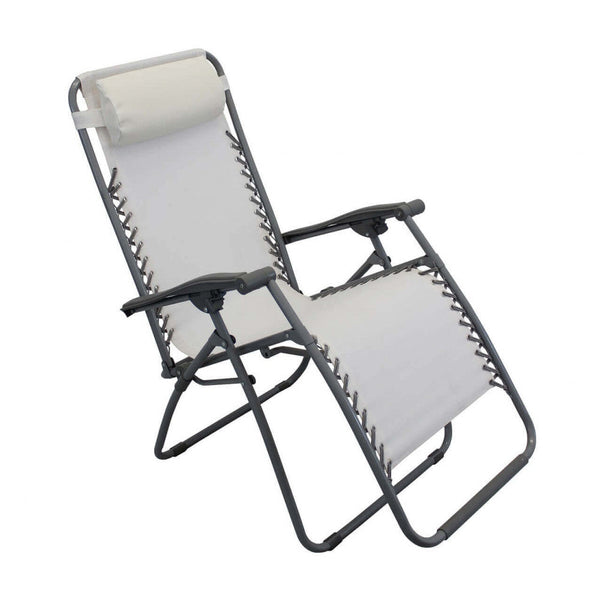 sconto Zero Gravity Reclining Folding Liegestuhl 88x65x110 h cm in Beige Textilene