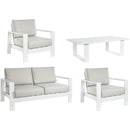 Set Salotto da Giardino Divano 2 Poltrone e Tavolino in alluminio bianco