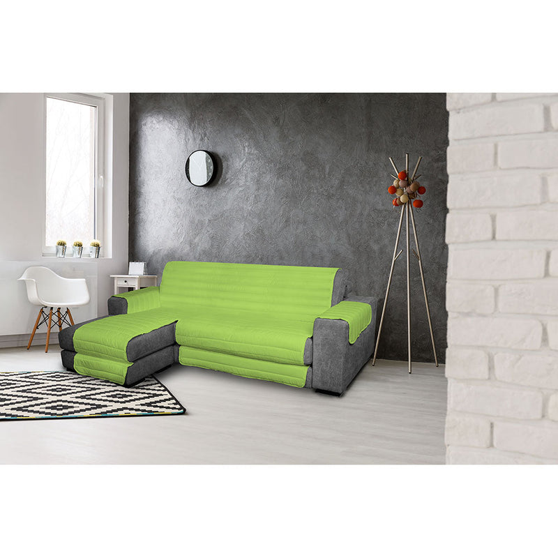 Copridivano Trapuntato in Microfibra con Penisola Sinistra Verde Mela