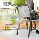 Set da Giardino con Tavolo da Pranzo Rettangolare e 8 Sedie Impilabili con Braccioli Grigio     