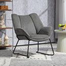 Poltrona Imbottita 71,5x67x79 cm in Tessuto Effetto Lino Grigio  