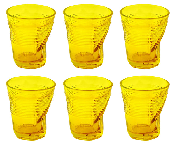 Set mit 6 zerknitterten Gläsern 22 cl Ø8 cm aus gelbem Kaleidos-Pressglas acquista