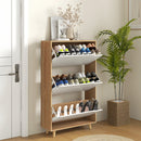 Scarpiera Salvaspazio 18-24 Paia di Scarpe a 3 Cassetti  72x24x119 cm in Truciolato Bianco