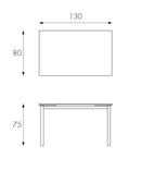 Tavolo Allungabile 130/200x80x75 cm in Metallo con Top in Vetro Bianco