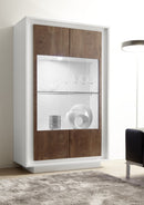 Mobile Vetrina 2 Ante 106x50x171 cm in Legno TFT Frame Bianco e Rovere