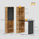 Scrivania Moderna Pieghevole 98x51x153 cm con Libreria e Lavagna in Legno e Metallo Marrone Rustico      