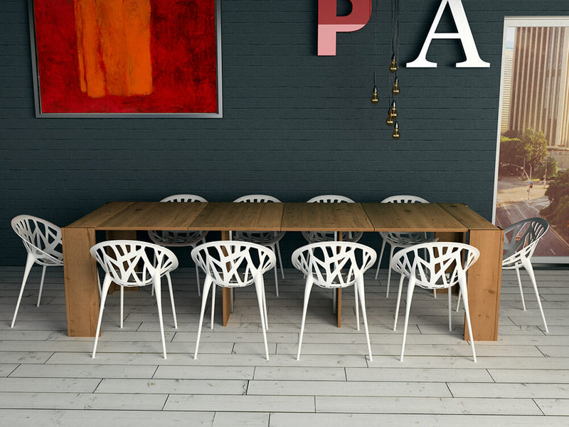 Consolle Tavolo Allungabile in Melamina 42/302x95x76cm TFT  Moon Rovere Nodi