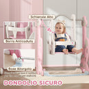 Scivolo per Bambini 4 in 1 con Altalena Scaletta da Arrampicata e Cestino da Basket in PP e PE Rosa      