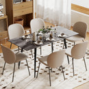 Tavolo da Pranzo Allungabile per 6-8 Persone 120-160x75cm con Piano Effetto Legno in MDF Gambe in Acciao Grigio      