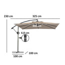 Ombrellone da Giardino a Braccio 300x325x230A cm Base a Croce in Metallo e Poliestere Cachi  