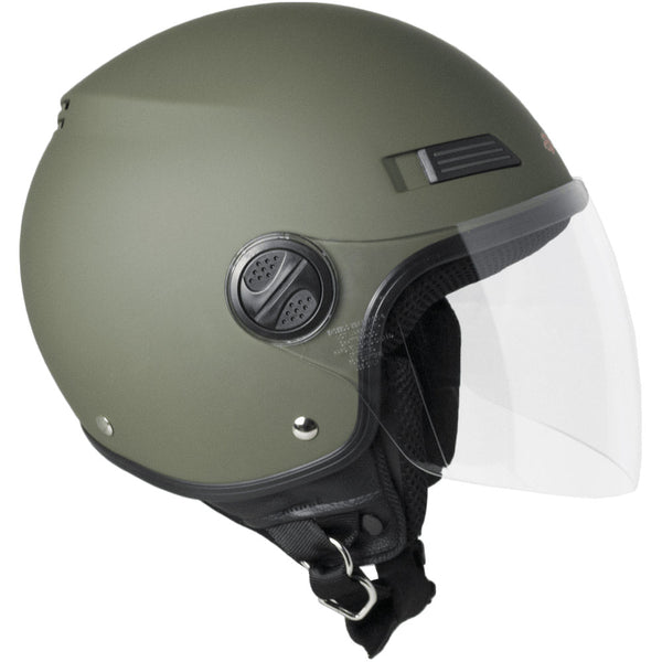 acquista Demi-Jet Scooter Helm Langvisier Ska-P 1 LH Metropoli Grün gummiert