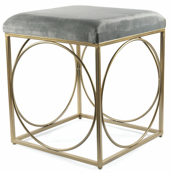 online Quadratischer Hocker 40x40x46 cm in Eisen und grauem Soriani-Samt