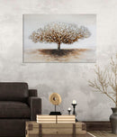 Dipinto su Tela Albero Alluminium 120x3,8x80 cm in Legno di Pino Metallo e Canvas