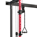 Power Cage Stazione Fitness Pieghevole 184x123x209 cm Rack con Barra Trazioni e Sistema Puleggia Cavi in Acciaio Q195 Rosso      