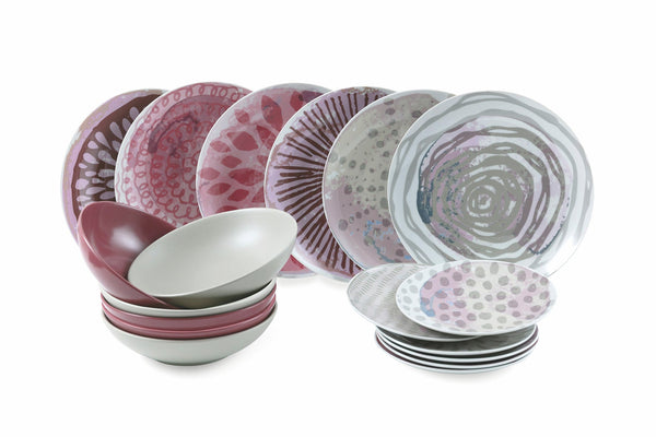 prezzo Tafelservice 18 Teile aus Porzellan und mehrfarbigem Steinzeug Villa d'Este Home Tivoli Aurora