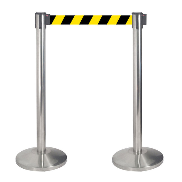 2 Gardinenstangen 3 Meter aus gebürstetem Edelstahl Ø36x101 cm Gelb/Schwarzes Band sconto