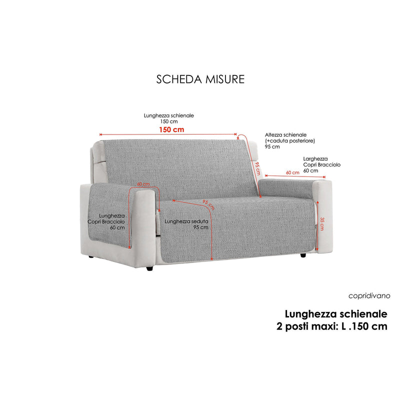 Copridivano con Copri Braccioli in Poliestere Blu Scuro Varie Misure