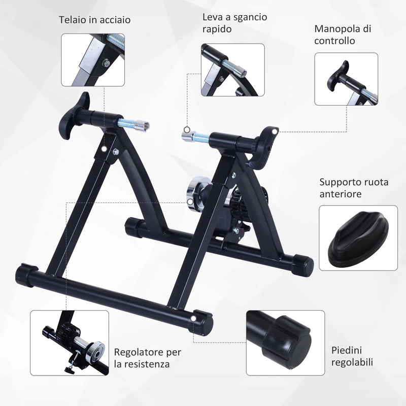 Rullo Pieghevole per Bicicletta Allenamento in Casa Nero 54.5x47.2x39.1 cm 