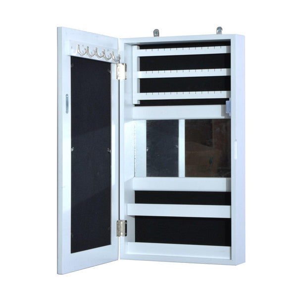 prezzo Schmuckschrank mit Wandspiegel aus weißem Holz 31x56x8,5 cm